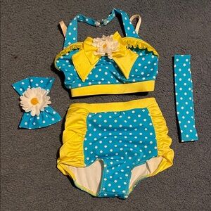 Weissman Yellow and Blue Polka Dot Dancewear